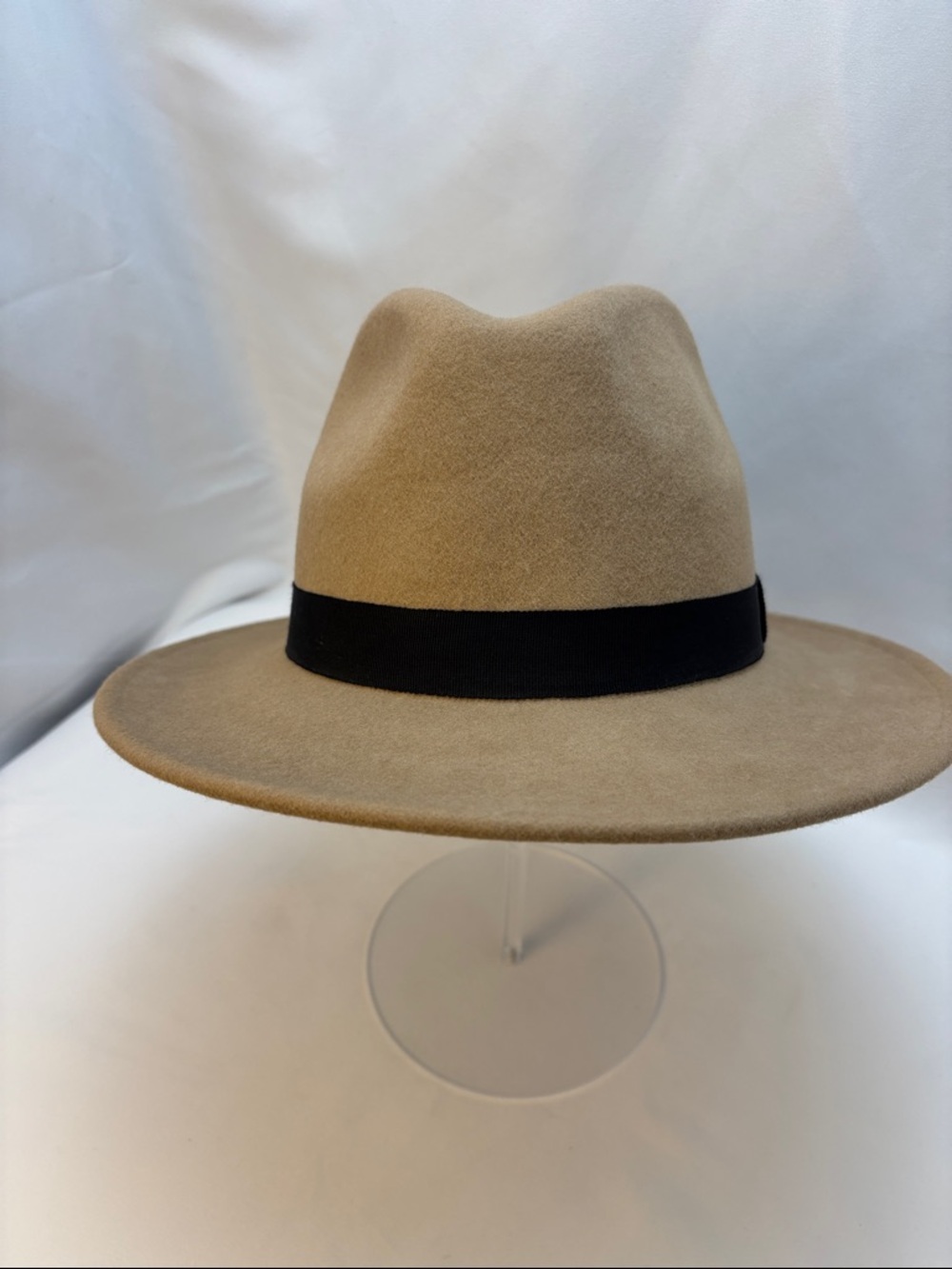 Furtalk Women’s/Unisex SzM 100% Australian Wool Tan Fedora With Black Band #510